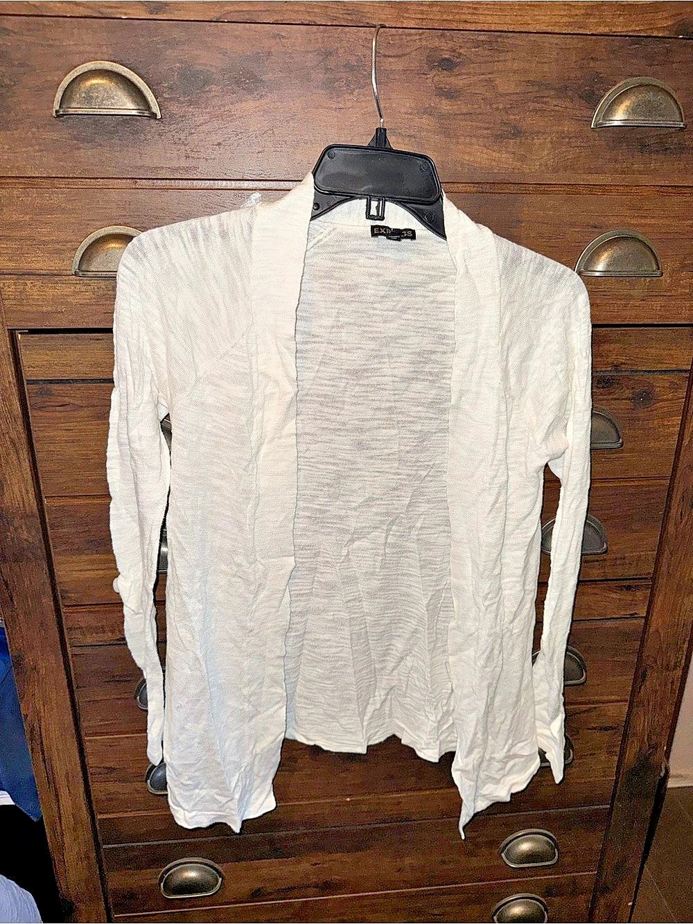 Express White Open Front Cardigan Size Small